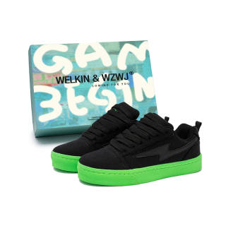 WELKIN&WZWJ Gift Box Set Slip Resistant Abrasion Resistant Low top Skateboard Shoes Unisex Black Green