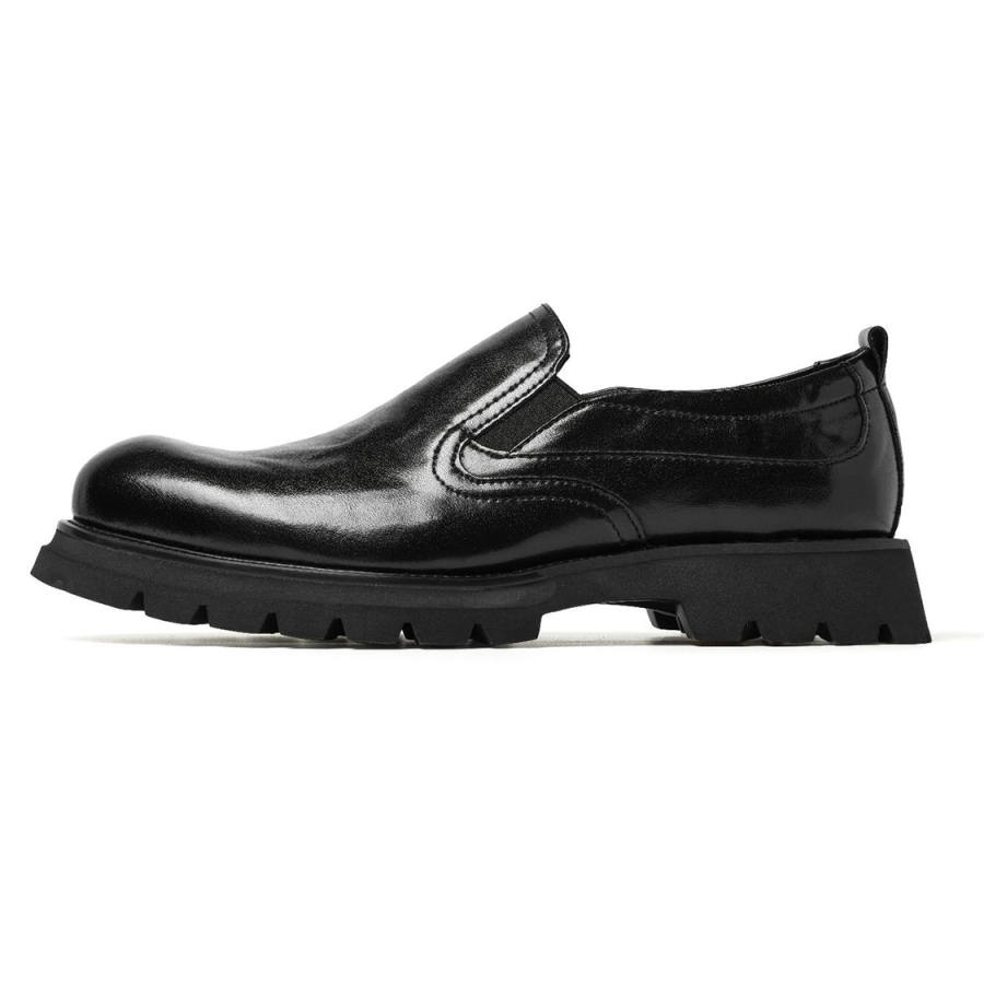 HUITE Casual Leather Shoes Men's Low Top Black