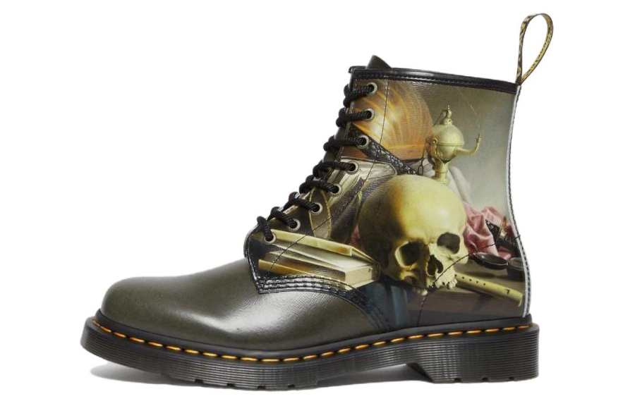 Dr.Martens THE NATIONAL GALLERY X Dr.Martens Comfortable Round Toe Short Combat Boots Men's Umber