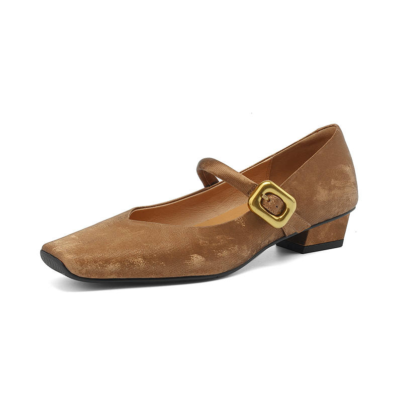 Echo&yolo Cow Leather Chunky Heel Mary Jane Shoes 3cm Women's
