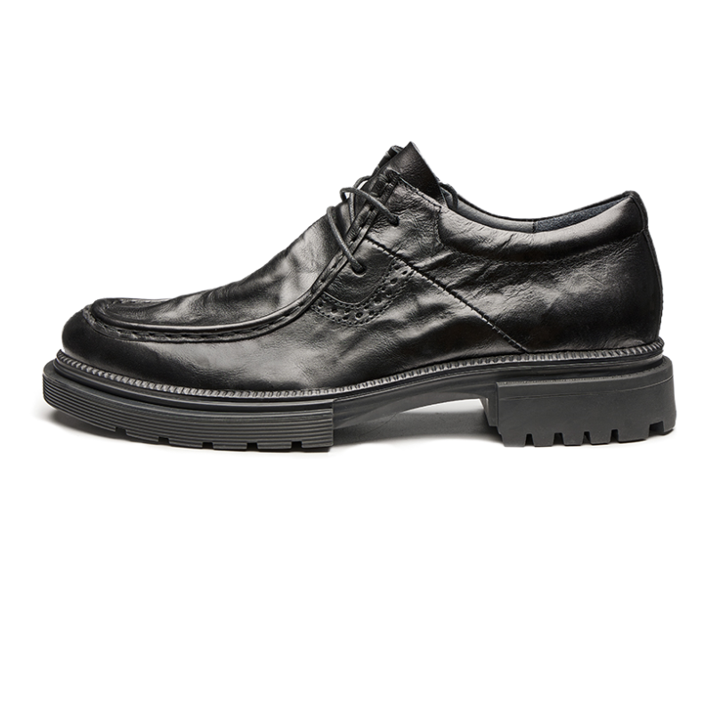 Brounvanm Top Grain Cow Leather Casual Shoes Men's Black