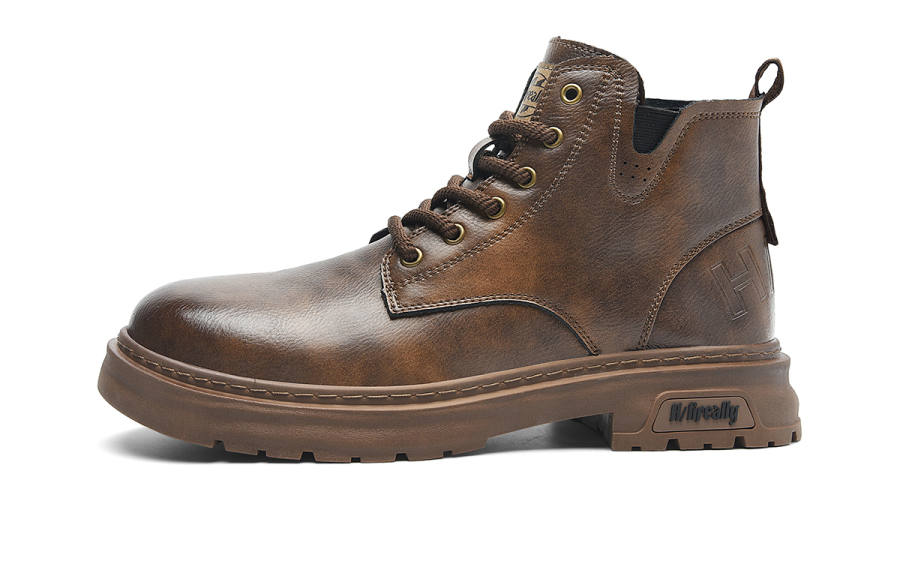 HLA HLA PU Ankle Length Combat Boots 4cm Men's