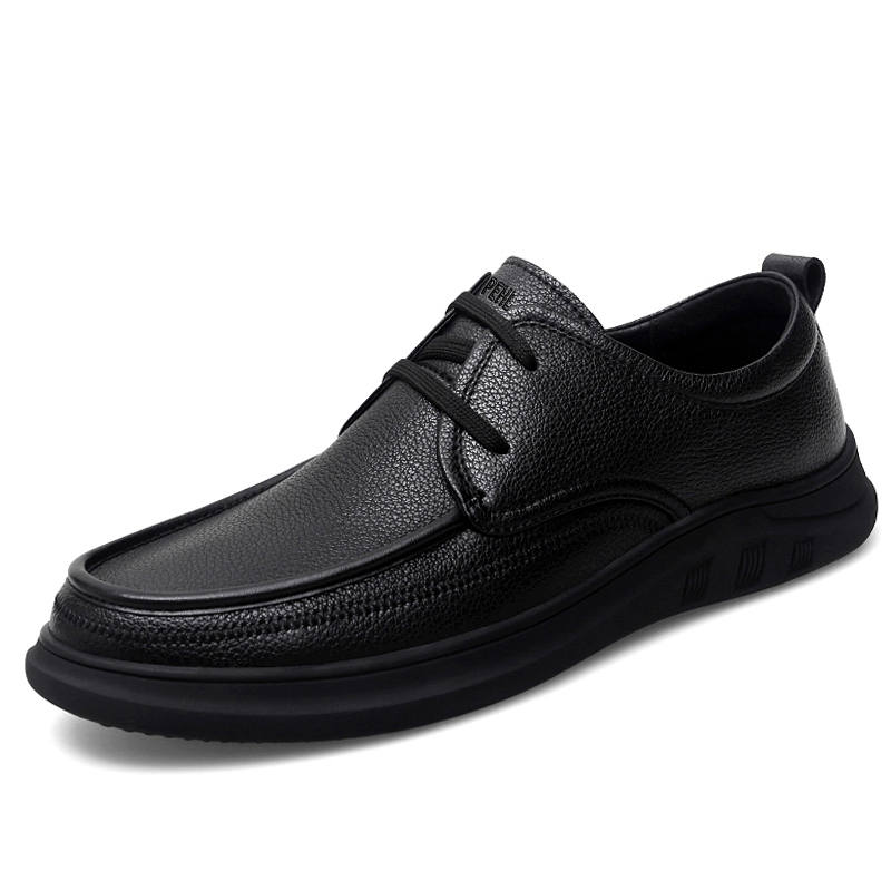 PEHL Casual Leather Shoes Men's Low Top Black