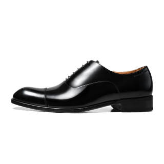THOM WILLS British Style Business Versatile Calfskin Oxford Shoes, Old Money Style Dress Shoes Men's Black