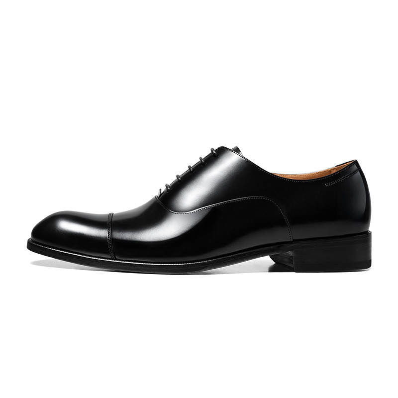 THOM WILLS British Style Business Versatile Calfskin Oxford Shoes, Old Money Style Dress Shoes Men's Black