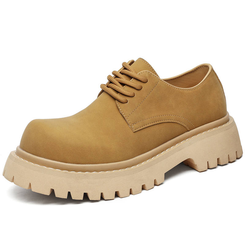 Medd Casual Leather Shoes Men's Low Top Black Yellow