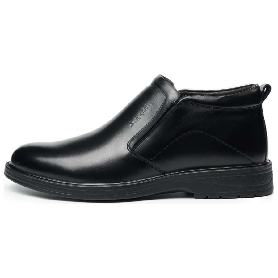 AOKANG Fleece Lined Old Money Style Thickened Casual Leather Shoes Men's Black