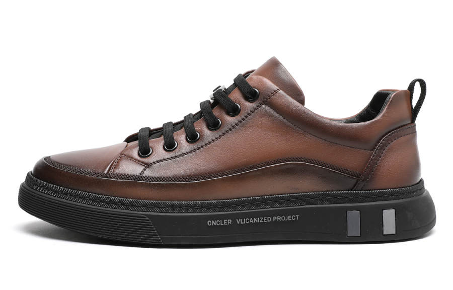 C°BANNER Casual Leather Shoes Men's Low Top Brown