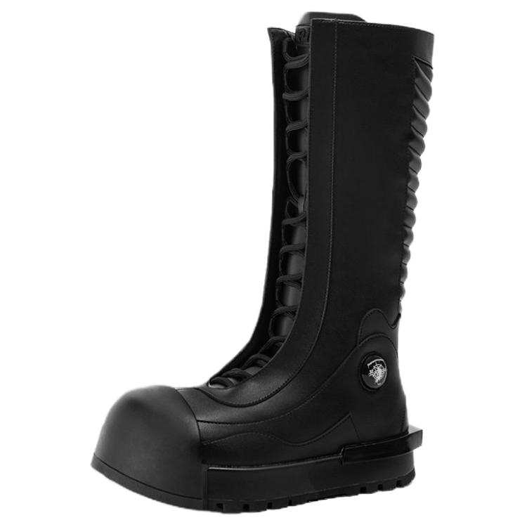 FREE WORLD ORDER Microfiber Leather Knee high Boots Unisex Black