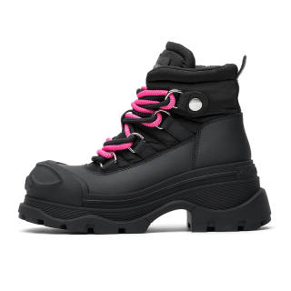 SUGARSU Top Grain Cow Leather Ankle Boots Women's Black