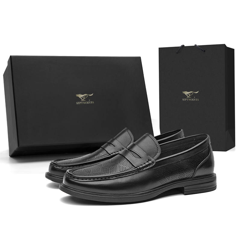 SEPTWOLVES SEPTWOLVES Top Grain Cow Leather Loafers Men's Black