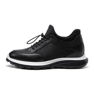 He Jinchang Top Grain Cow Leather Abrasion Resistant Abrasion Resistant Low top Casual Shoes Men's Black
