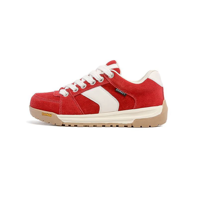 Mule Donkey Bright Red Cherry Cow Suede Stylish Skateboarding Shoes Unisex