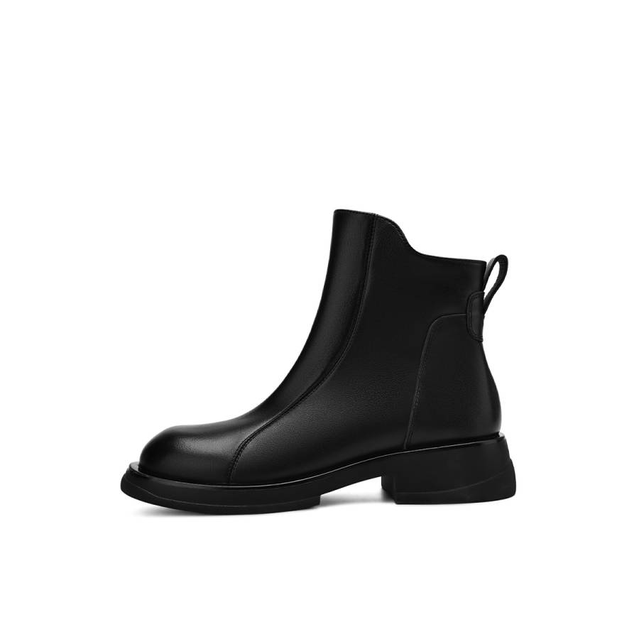 BOERDIQI Top Grain Cow Leather Ankle Boots 3.5cm Women's Black