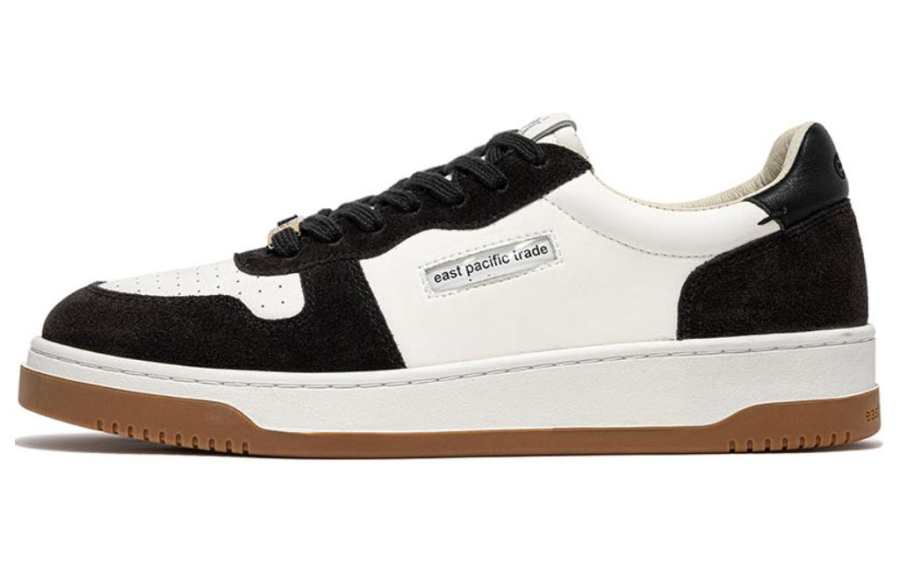 East Pacific Trade Leather Low top Skateboard Shoes Unisex Black White