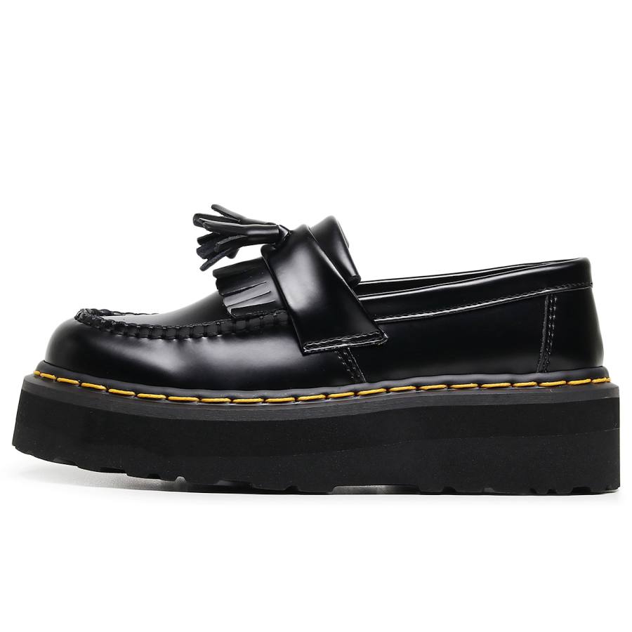 SITULANG Fringe Top Grain Cow Leather Loafers Unisex Black
