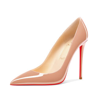 LUKECSION Patent Leather Slim Heel High Heels Women's Deep Nude
