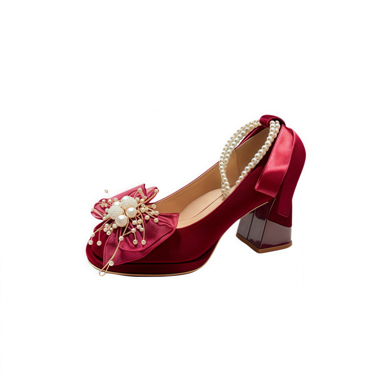 Crelinkxlat High Heels Women's Burgundy