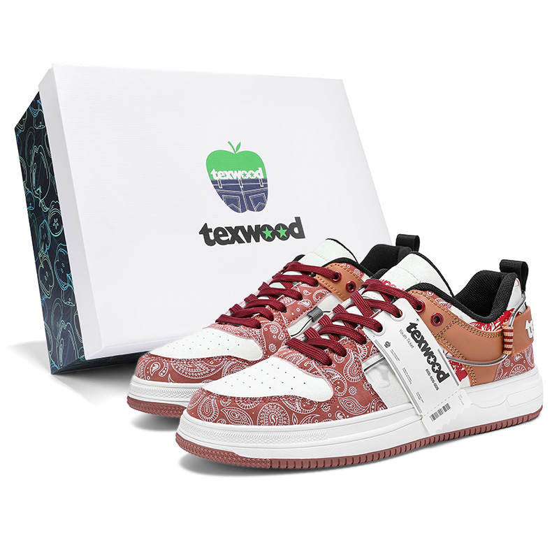 TEXWOOD Chinese Style Blue And White Porcelain Collection Low top Skateboard Shoes Men's Box