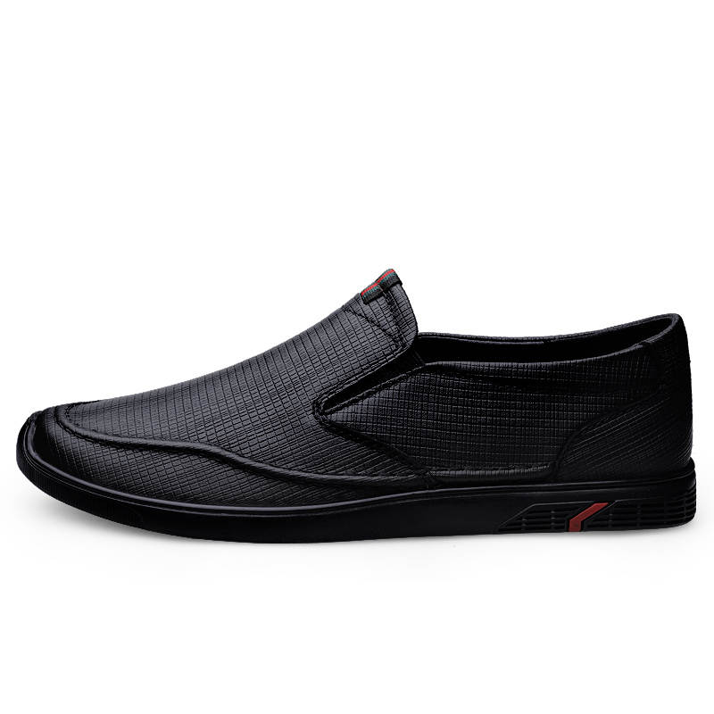 CKVUSAMG Top Grain Cow Leather Casual Shoes Men's Black