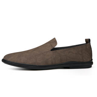 YINGLUNQISHI Top Grain Cow Leather Casual Shoes Men's Khaki
