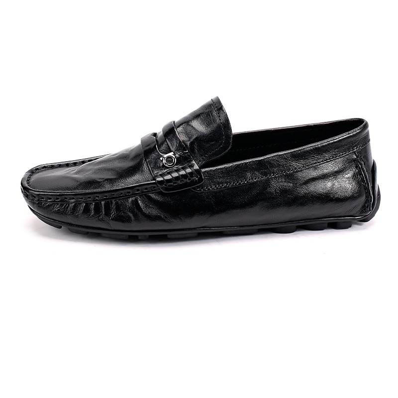 Brounvanm Top Grain Cow Leather Gommino Loafers Men's Black