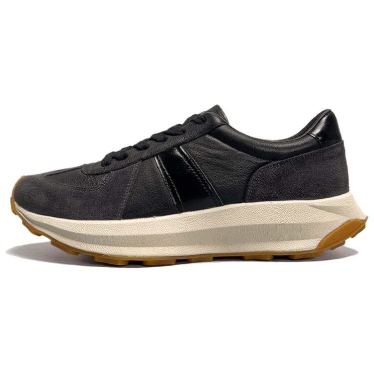 GEWEILUO Top Grain Cow Leather Low top Casual Shoes Men's Black