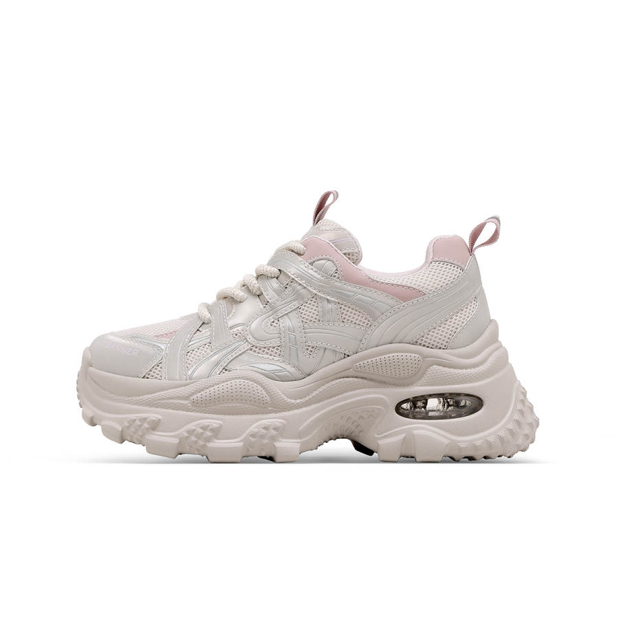 C°BANNER Textile, Synthetic Leather, Split Cow Leather Chunky Sneakers Women's