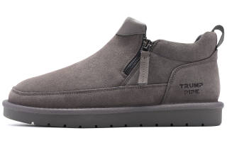 TRUMPPIPE Cow Split Leather, Fleece Lined Thermal Abrasion Resistant, Classic Zippers Minimalist Style Short Snow Boots