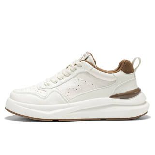 SENGUIBUCK White Sneakers Microfiber Leather Abrasion Resistant Lightweight Breathable