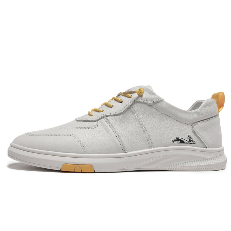 YINGLUNQISHI Top Grain Cow Leather Casual Shoes Men's White