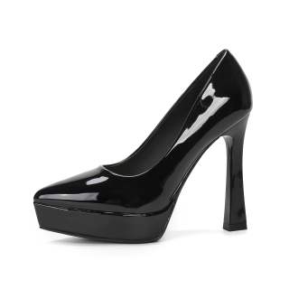 AFJI Microfiber Leather Chunky Heel High Heels Women's