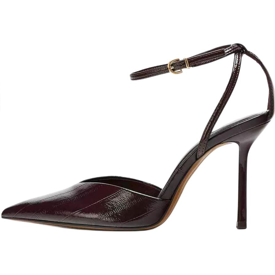 ZARA Slim Heel High Heels 11cm Women's Dark Red Color
