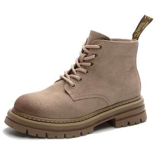 JIETEGONGYANG Cow Suede Short Combat Boots Women's