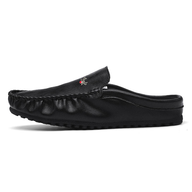 YINGLUNQISHI Rubber Sole Abrasion Resistant Abrasion Resistant Closed Toe Slippers Men's Black