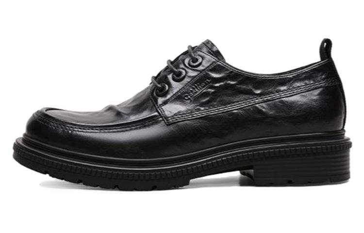 GOLDLION Casual Leather Shoes Men's Low Top Black/Brown