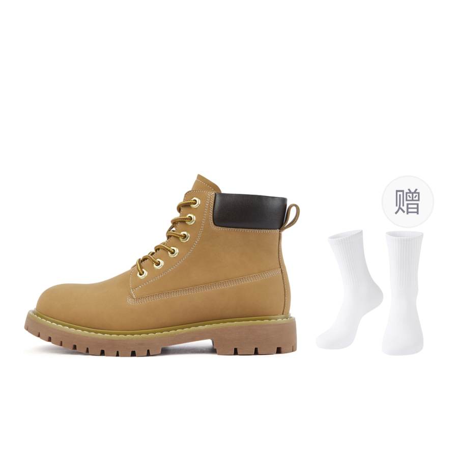 GXG GXG Cow Split Leather Short Combat Boots Men's Yellow