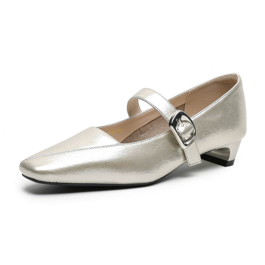 HUANAI Mary Jane Shoes Women's Black/Champagne Gold