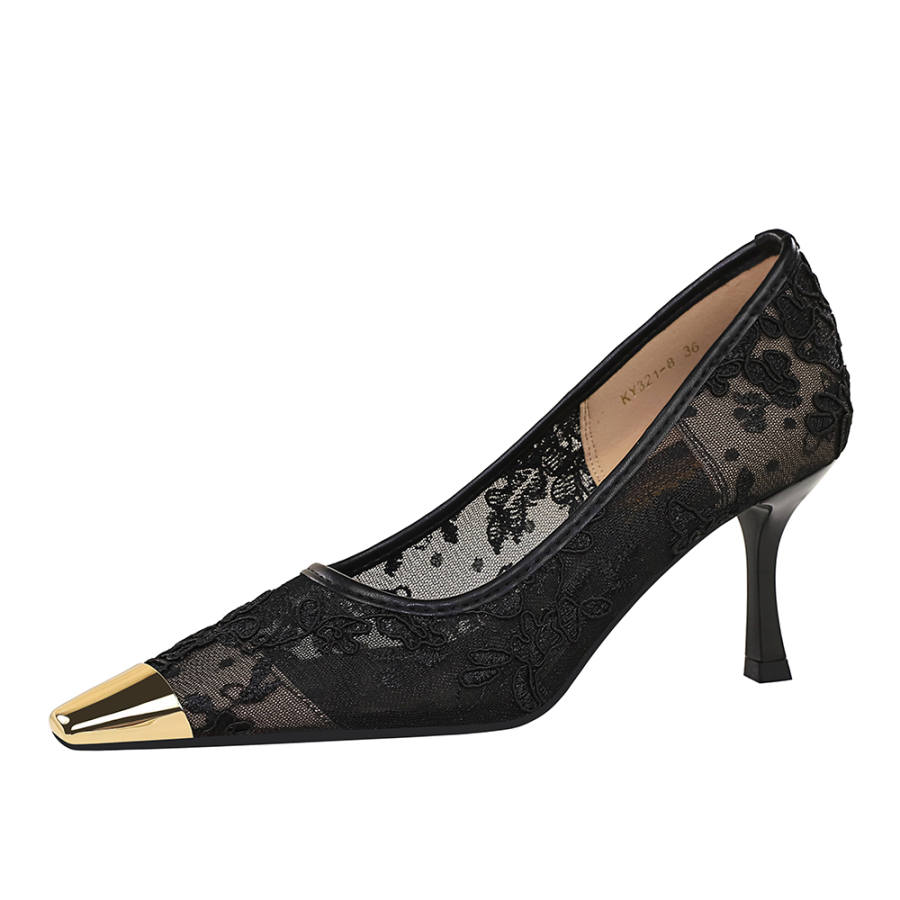 YAFEI XUANYU Mesh Slim Heel High Heels 7cm Women's