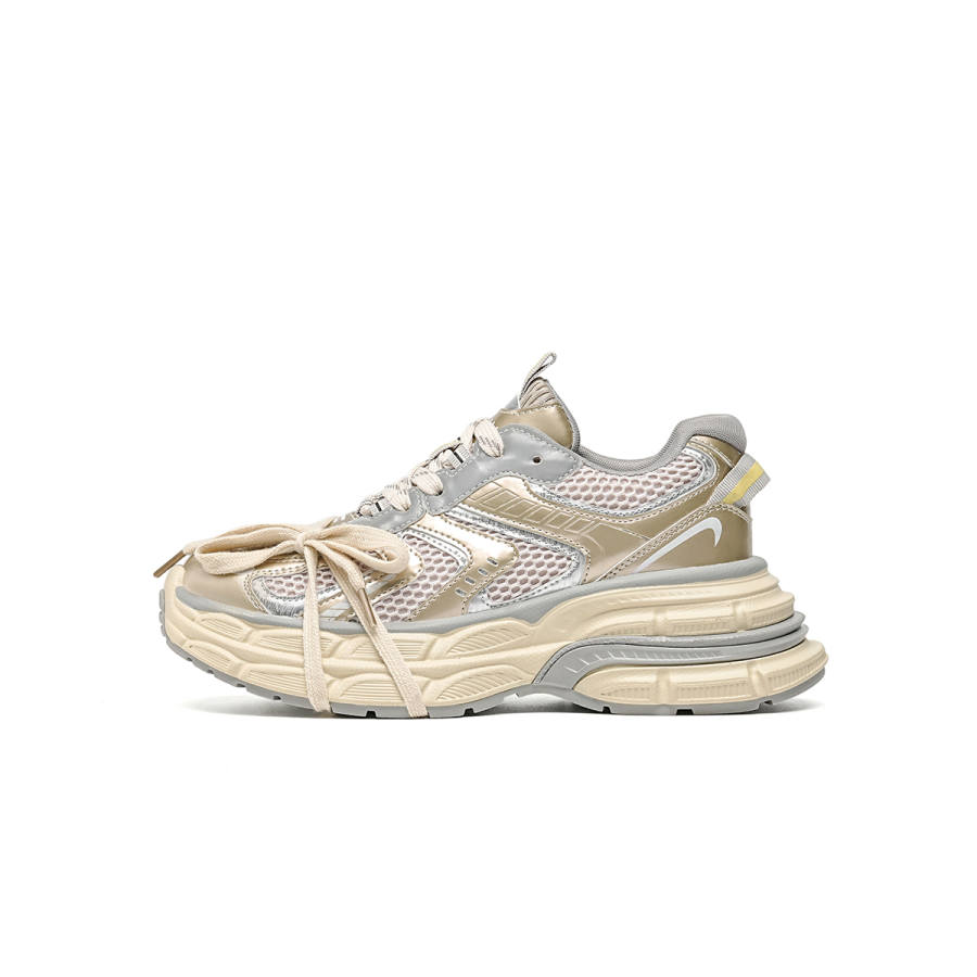 EBLAN Textile, Synthetic Leather Low top Chunky Sneakers Women's Gold