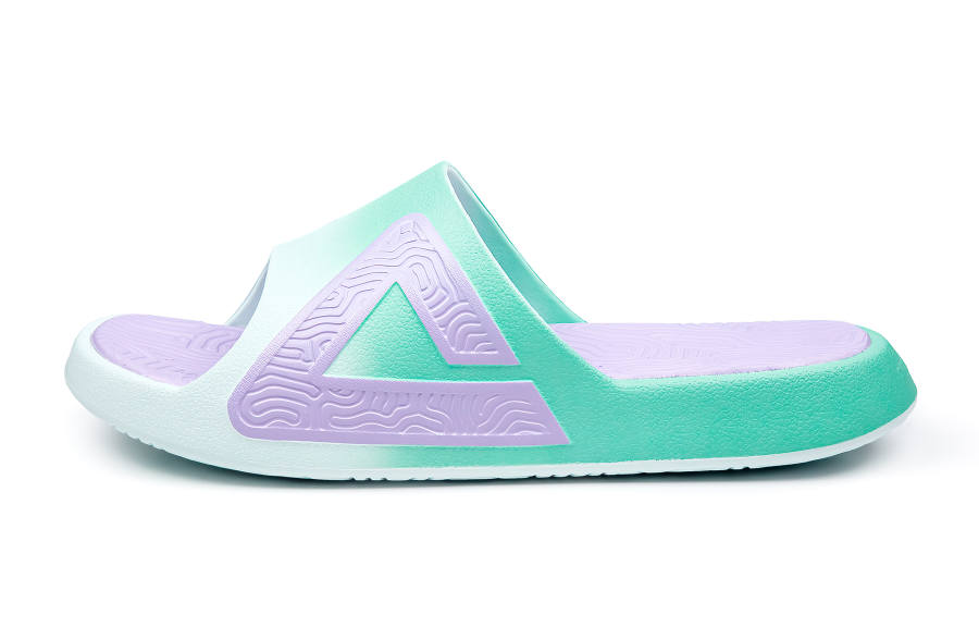 PEAK Tai Ji1.0 EVA Rubber Sole Quiet Slip Resistant Quiet Slip Resistant Slide Slippers Unisex Purple Green