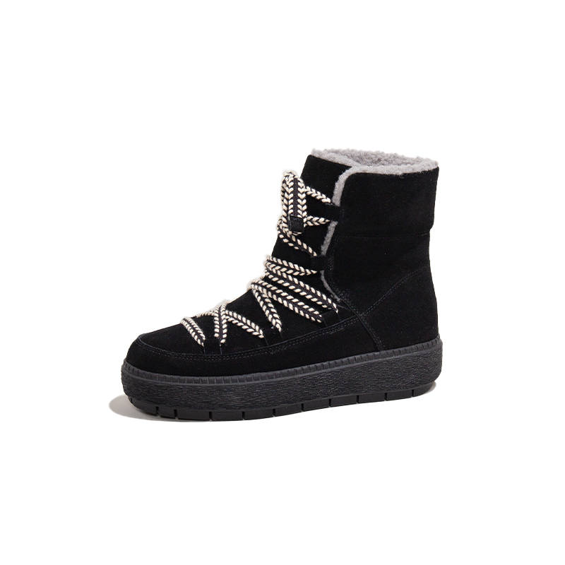 BESTFEEL Cow Suede Thermal Slip Resistant Fleece Lined Slip Resistant Short Snow Boots Women's