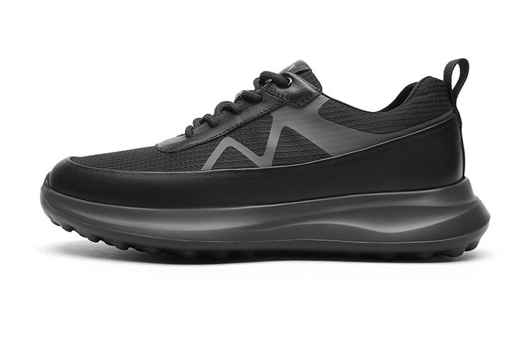 CROWN Cow Leather Low top Casual Shoes Men's Black