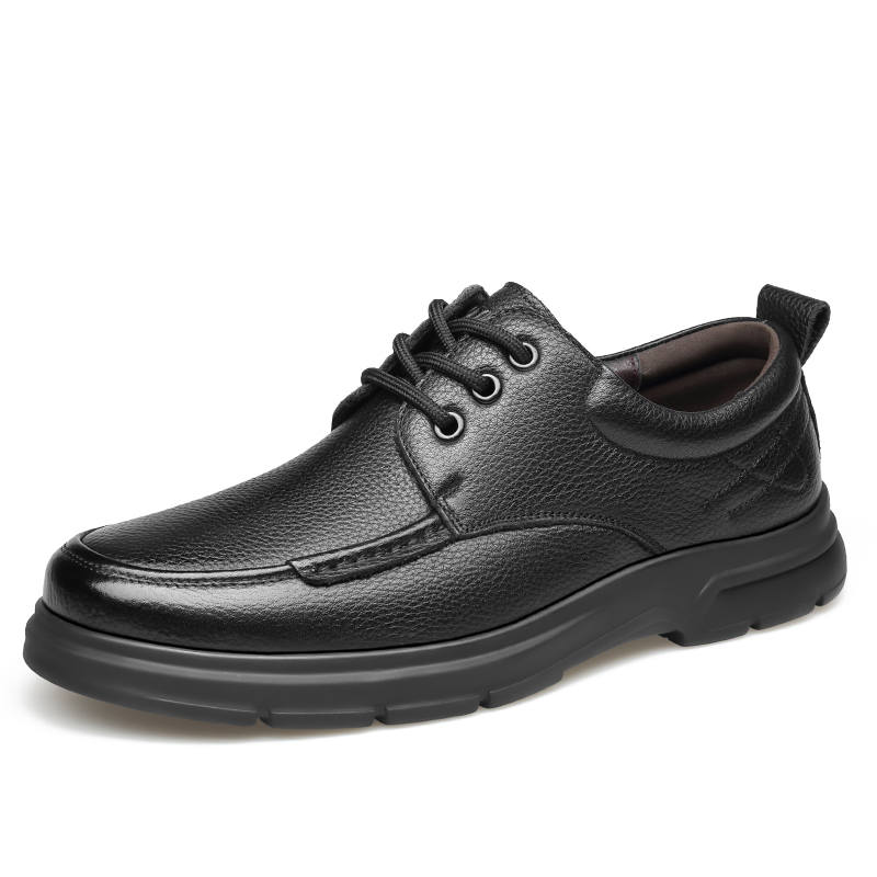 EGCHI Top Grain Cow Leather Fashion Trend Casual Shoes Men's Black
