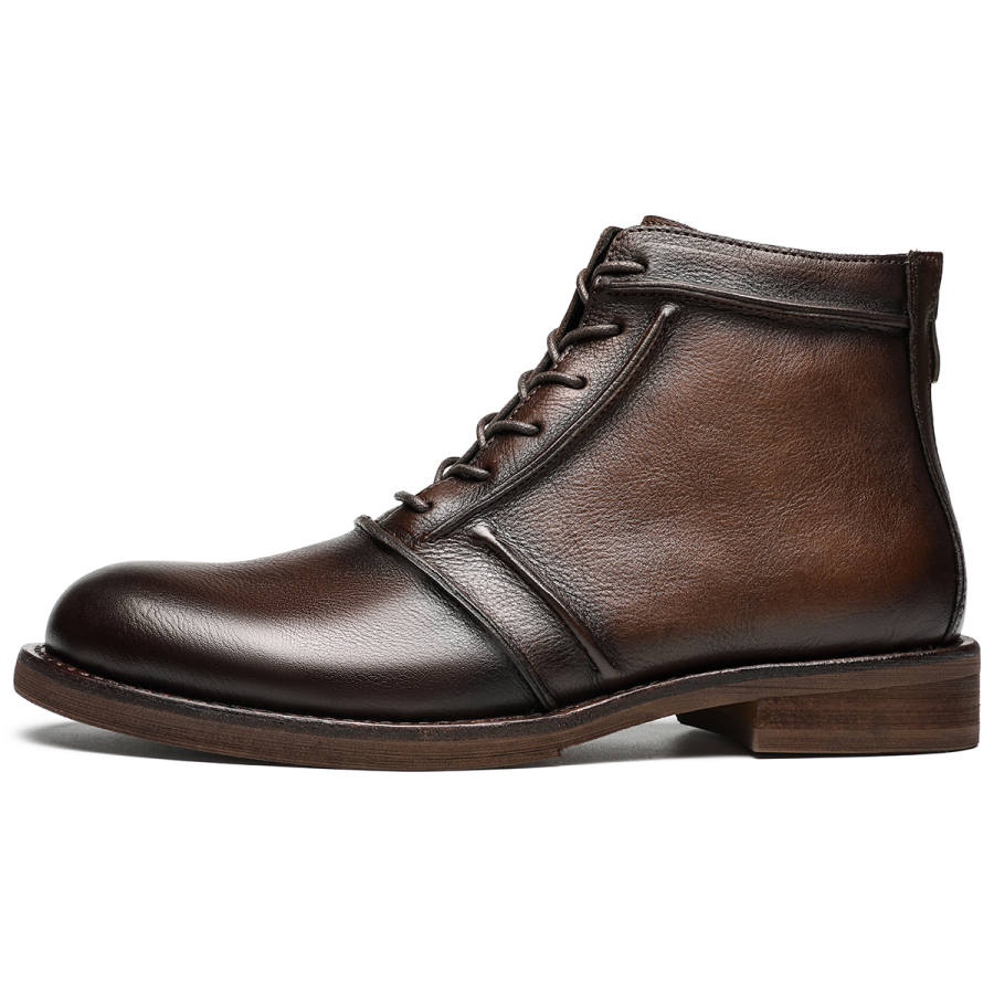 DIENGRLEY Top Grain Cow Leather Short Combat Boots Men's