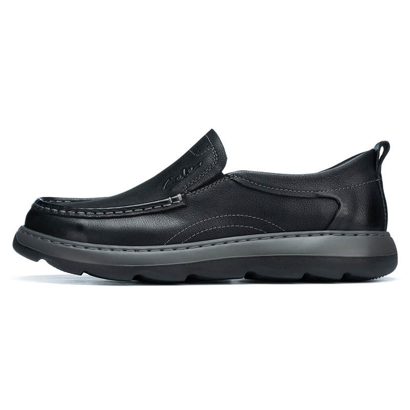 CELE Casual Leather Shoes Men's Low Top Black/Gray