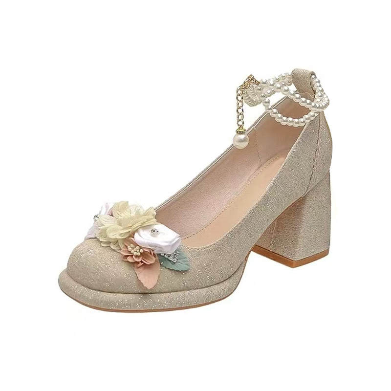 Imono Microfiber Leather Chunky Heel High Heels 5/7cm Women's