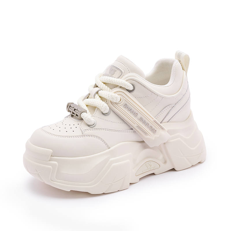 MILANLIANGE Cushioning Abrasion Resistant Lightweight Breathable Low top Chunky Sneakers 8cm Women's Black