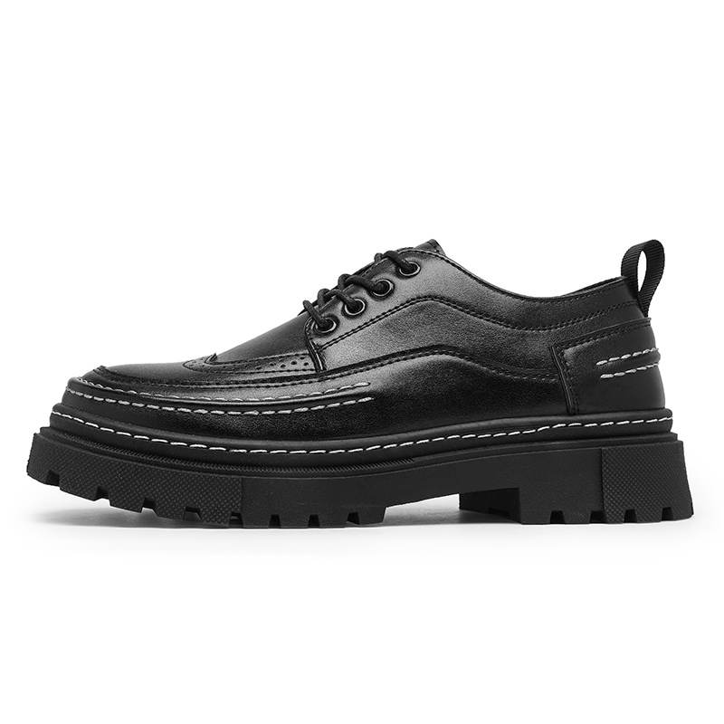 GONGNIUMEILI Dress Shoes Men's Low Top Black/Black Brown
