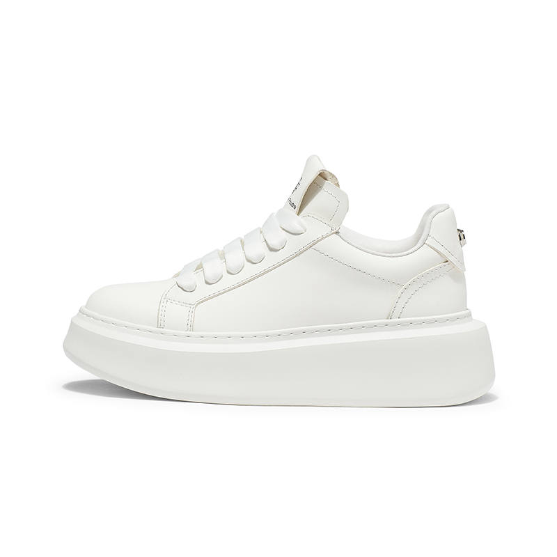 Coup De Foudre Top Grain Cow Leather Stylish Skateboarding Shoes Women's White
